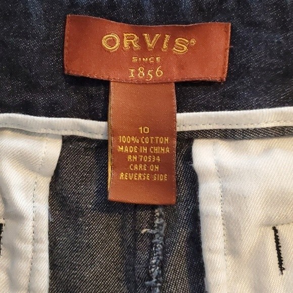 ORVIS DARK HIGH RISE WIDE LEG JEANS SIZE 10 SHORT 100% COTTON VINTAGE VIBES - Picture 6 of 8